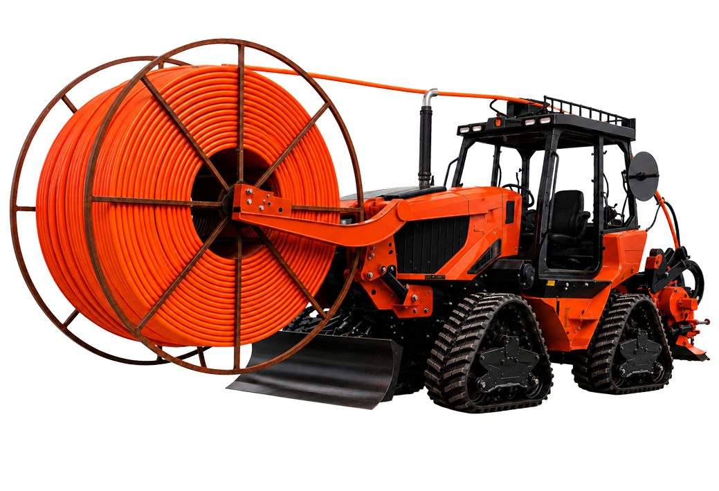 CC Underground utility plough with conduit reel
