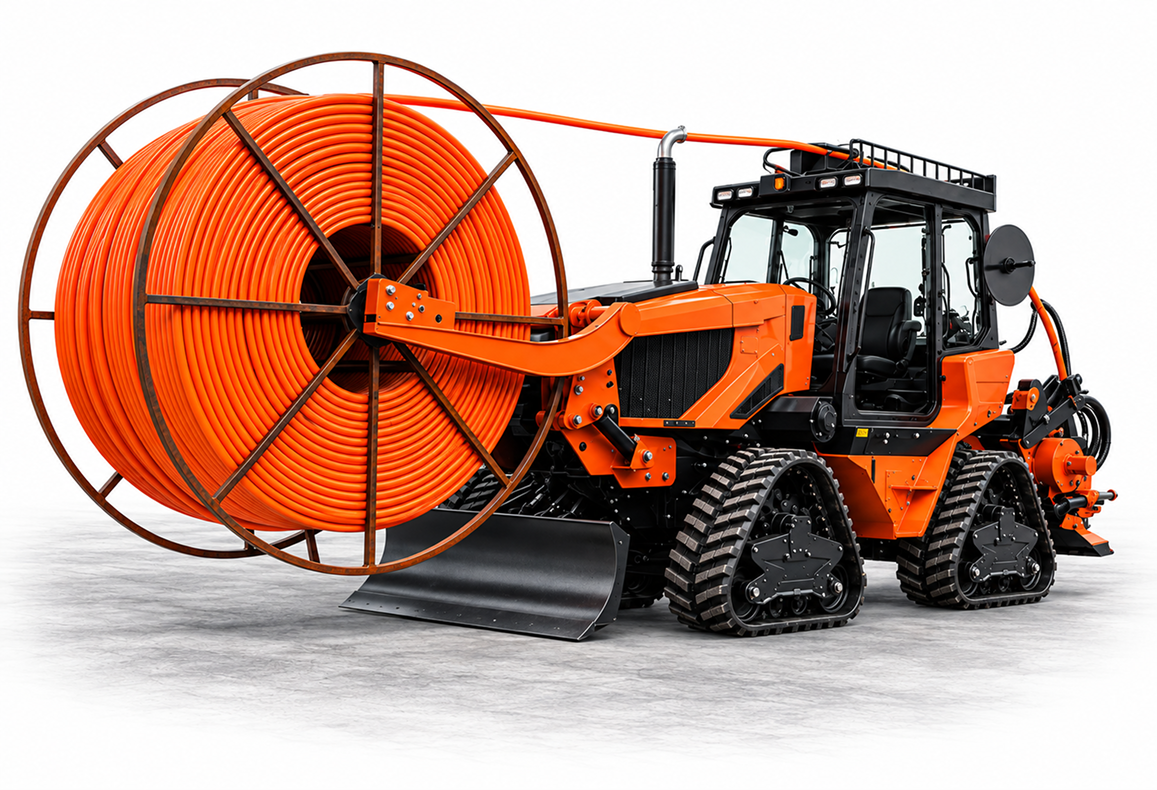 Utility plough with cable reel